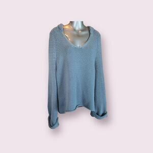 The‎ Reset R Label Blue Airy Oversized V Neck Knit Sweater Womens Medium